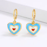Creative Colorful Enamel Heart Shape Handmade Enamel Jewelry Cute Earrings