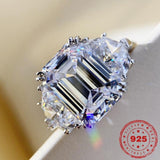 Natural White Zircon Diamond Ring for Women - Gemstone Wedding with Cushion Silver colour Ring - The Jewellery Supermarket