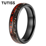 Meteorite Dark Red Dinosaur Bone Chips Inlaid 6/8mm Tungsten Carbide Rings