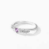 Delicate Twisted Silver Romantic Purple Heart AAAA Lab Created Diamond Ring