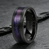 Flowing Sand/Green Grass Agate Inlay High Polished Dome 8mm Tungsten Carbide Rings