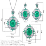 New Trendy 10*14mm Lab Emerald Gemstone Necklace Pendant Ring Earrings Luxury Fashion Fine Jewellery Set  - The Jewellery Supermarket