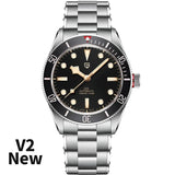 Quality Brand BB58 Retro Red Automatic Luxury Waterproof Mechanical Stainless steel Rivet Strap Wristwatches for Men