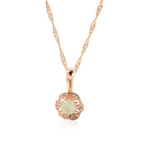 Terrific Lake Green 14K Rolled Rose Gold AAA Zircon Crystals Pendant Necklace For Women - Fine Jewellery