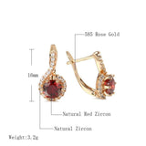 Luxury Rolled 14K Rose Gold Full White and Round Red AAA Zircon Women's lock Earrings Personality Jewellery