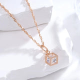 Unique 14K Rolled Rose Gold AAA Zircon Crystal Rubik's Cube Shaped Necklace For Woman - Fashion Cute Jewellery