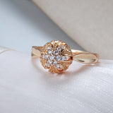 14K Filled Gold AAA Zircon Diamonds Personality Spherical Geometric Hollow Elegant Ring