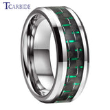 Beveled Polished Carbon Fiber  6MM 8MM Men Women Classic Tungsten Wedding Rings