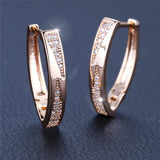 Latest Fashion Charming Filled 14K Rose Gold AAA Zircon Diamonds Hoop Earrings - Fine Jewellery For Women