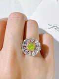 Luxury Fashionable Flower Style Olive Green Ring Set with High Quality AAAAA High Carbon Diamonds Fine Jewellery - The Jewellery Supermarket