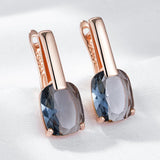 14K Gold Filled Grey or Brown Square Zircon Crsytals Drop Earrings Quality Jewellery