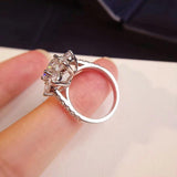 18K White Gold Plated 925 Sterling Silver 2 Carat Sunflower Moissanite Diamonds Engagement Weddings Rings For Women