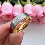 I Love You Stamped 6mm 8mm Tungsten Hammer Ring for Men Women  Comfort Fit