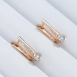 Luxury Slim Design 14 Karat Rolled Gold Mix AAA Zircon Diamonds Earrings