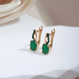 14 Karat Gold Filled Dark Green AAA Zircon Crystals Elegant Drop Earrings For Women