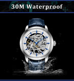 New Famous Brand Men Luxury Automatic Mechanical Skeleton Style Stainless Steel Waterproof Sports Leather Watch - The Jewellery Supermarket