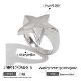 18K Gold Plated Stainless Steel Geometric Fashion Ring With Zircon Crystals Charm Jewellery