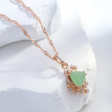 14K Gold Filled Trend Green AAA Zircon Crystals Flower Elegant Fine Pendant Necklace
