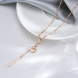 14K Rolled Gold Tassel AAA Zircon Diamonds Hollow Water Wave Chain Pendant Necklace