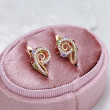 14 Karat Luxury Geometric Spire Multicolor AAA Zircon Diamonds Cute Women's Earrings