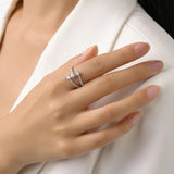 Three-Stone Spiral AAAA Lab Created DiamondS 925 Sterling Silver Geometric Ring