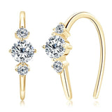 Elegant U shaped 3 Stone D Colour 0.72CT Moissanite Diamonds Hoop Earrings for Women Silver Wedding Fine Jewellery