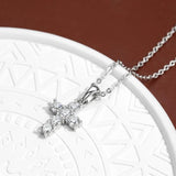 New Sparkling Real 0.1 Carat 3mm Moissanite Diamonds Cross Pendant Necklace For Women Silver Party Fine Jewellery - The Jewellery Supermarket