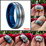 New Domed Grooved Finish 8MM Mens Womens Multicolor WeddingComfort Fit  Tungsten Carbide Rings - Fashion Jewellery