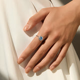 VVS1 D Colour Sea Blue Moissanite Silver Classic Wedding Engagement Halo Ring