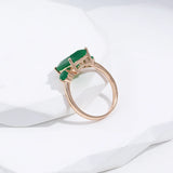 14K Gold Filled Square Big Dark Green AAA Zircon Crystal Vintage Opal Ethnic Fine Rings