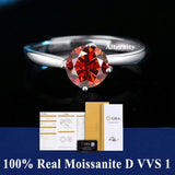 S925 Silver D VVS1 100% Real Moissanite Ring Adjustable Size Pass Diamond with GRA Certificate 18K Plating Rings