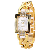 New Arrival Top Brand Luxury Women's Watches - Gold Colour Bracelet Quality Rhinestone Crystals Ladies Watches - The Jewellery Supermarket