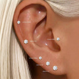 Sterling Silver Six Claws Sparkling Moissanite Diamonds Flat Back Stud Earrings