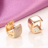 Excellent Square Rolled 14K Rose Gold Fashion AAA Zircon Diamonds Earrings -  Luxury Trendy Fine Jewellery