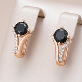 14 Karat Gold Filled Shiny Black White AAA Zircon Crystals Luxury English Earrings