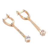 New 14K Rolled Gold White AAA Zircon Diamonds Long Dangle Luxury Fashion Earrings
