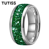 Green Crystal Stone Inlay 10mm Large Size Gold Colour Tungsten Carbide Rings
