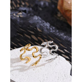 18K Gold Plated Minimalist Stainless Steel Metal Irregular Open Adjustable Ring
