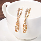 14 Karat Gold Filled AAA Zircon Diamonds Glossy Weaving Ethnic Dangle Earrings for Women