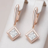 14 Karat Gold Square AAA Zircon Diamonds High Quality Dangle Earrings