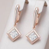 14 Karat Gold Square AAA Zircon Diamonds High Quality Dangle Earrings