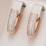 New Luxury V Shape 14K Rolled Rose Gold Full AAA Zircon Diamonds Hoop Earrings - Vintage Deasign Jewellery