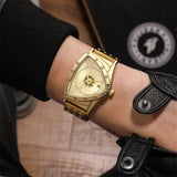 Luxury Brand Triangle Men Sports Quartz Watches For Men - Stainless Steel Golden Waterproof Popular Wrist Watches