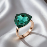 Amazing Big Green AAA Zircon Crystal 14k Gold Filled Ring Luxury Jewellery