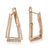 14 Karat Gold Filled Triangle Geometry Trendy AAA Zircon Diamonds Earrings For Women