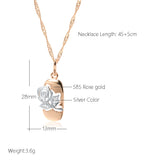 14K Rolled Gold Fashion Silver Color Mix Hollow Rose Flower Pendant Necklace for Women