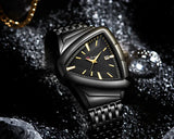 New Men's Watches Triangle Design Personality Top Brand Luxury Fashion Stainless Steel Golden Quartz Wristwatch
