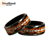 Classic Whiskey Barrel Oak Wood Deer Antler Inlay Tungsten Rings for Men Women