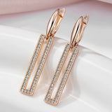 14K Filled Gold Long AAA Zircon Diamonds Glossy Hollow Vintage Drop Earrings Jewellery