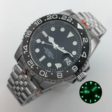 NH34 GMT Luminous Bezel Sapphire Glass Stainless Steel Bracelet Mechanical Watch